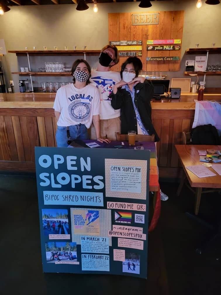 Stowers, Dallas, and O'Keefe at a BIPOC Shred fundraiser.