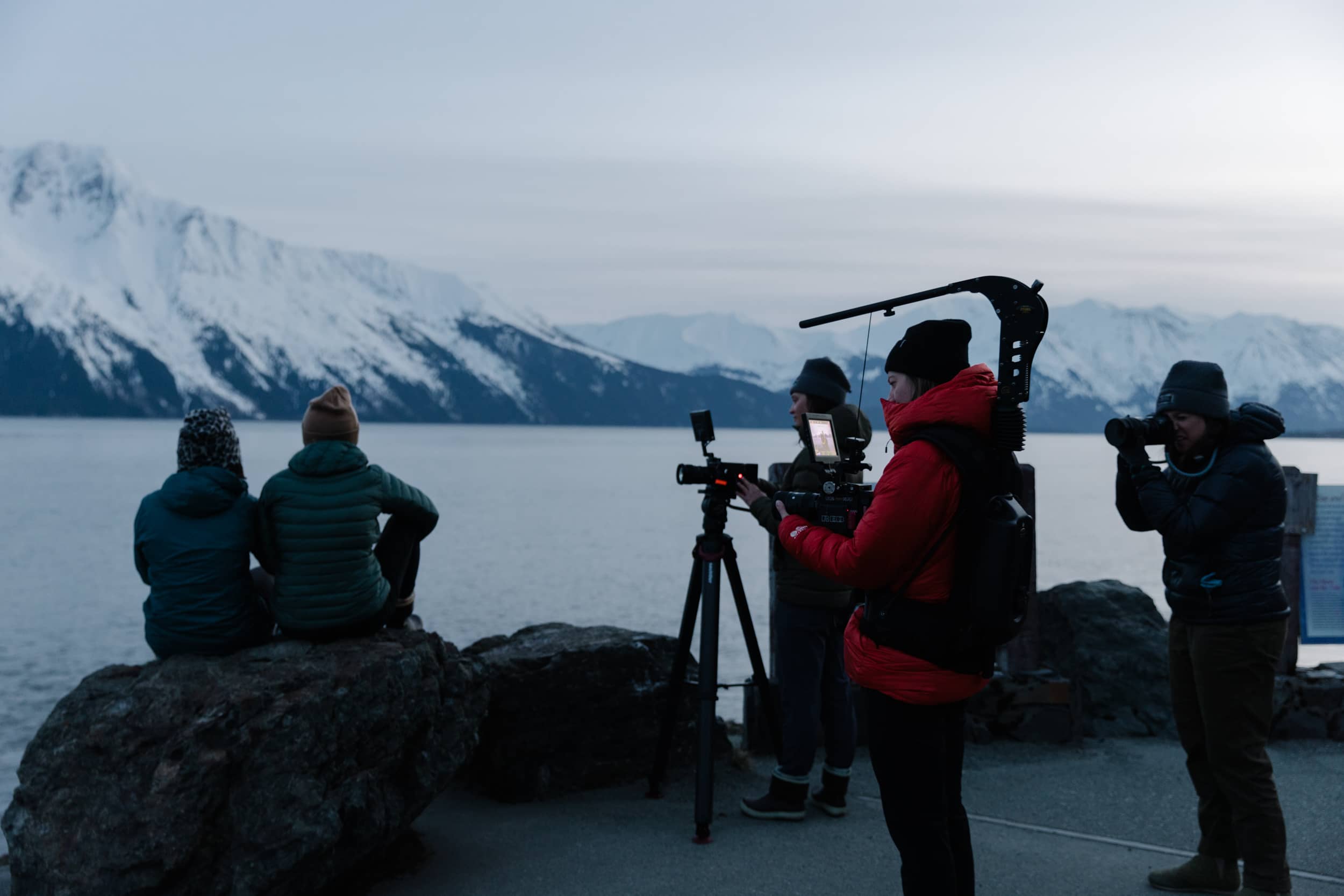 Behind the scenes of team filming