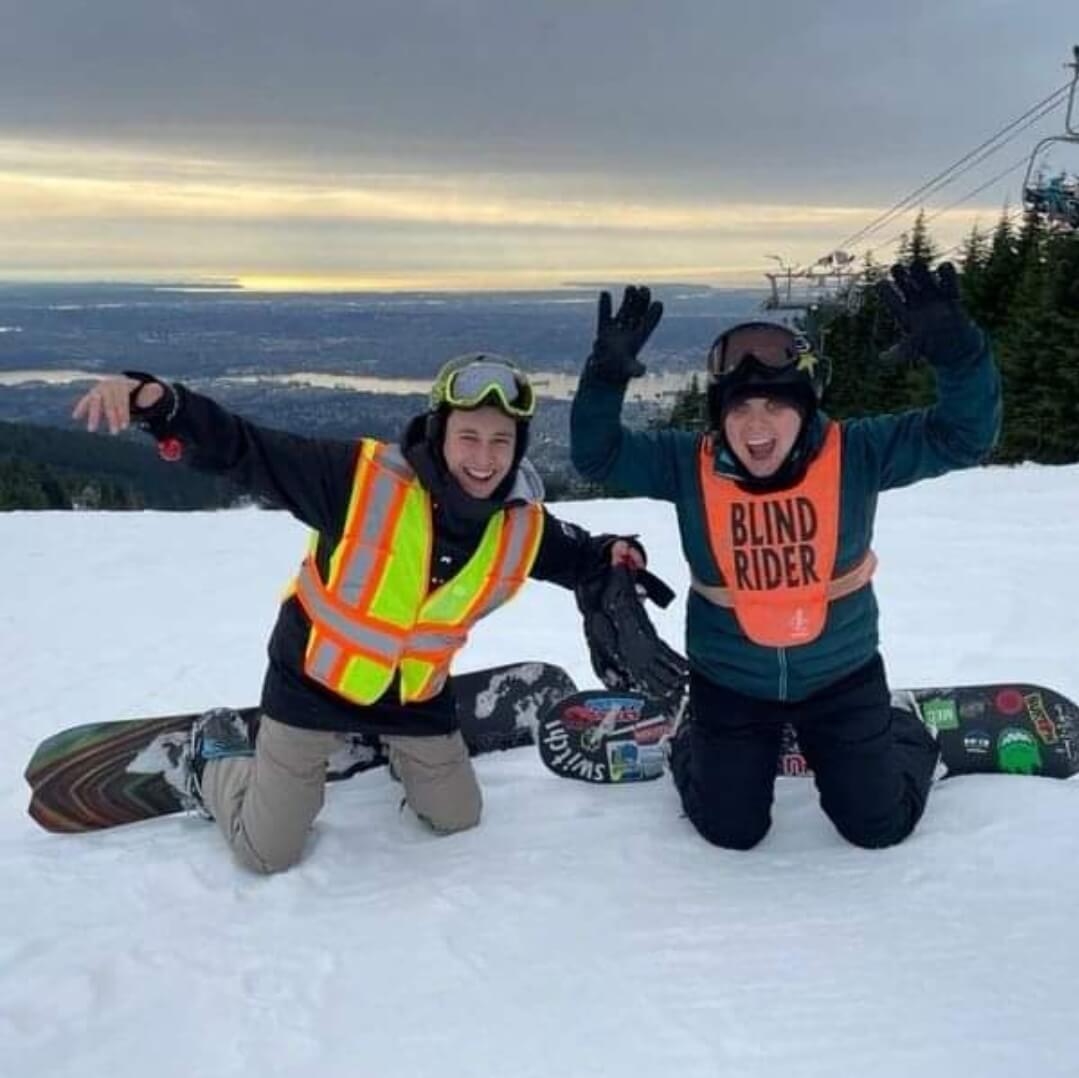 Emily Trepanier making silly faces on the slopes