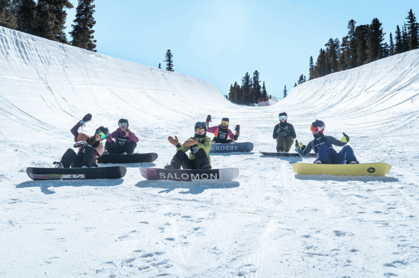 Elizabeth Niotis with hanging with the ladies in the half pipe.